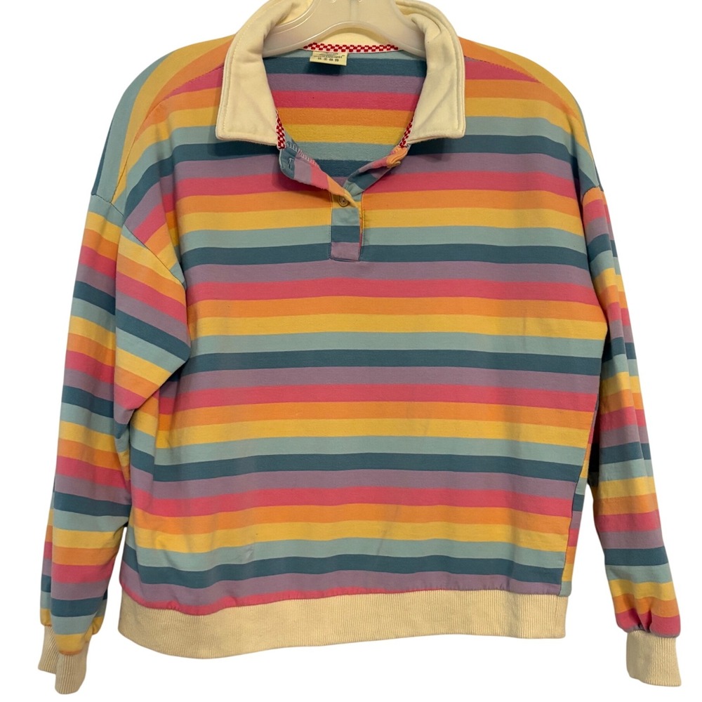 Striped Pullover Top Colorful Rainbow Long‎ Sleeve Kpop Sweatshirt Mochameime